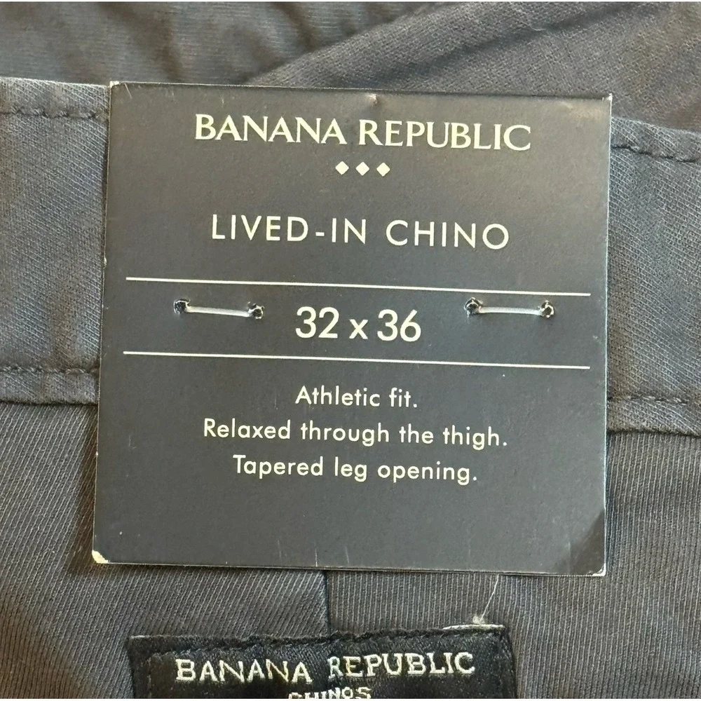 Banana Republic Gray Casual Athletic Fit Lived-In Chino Pants Men's 32x36 Tall‎